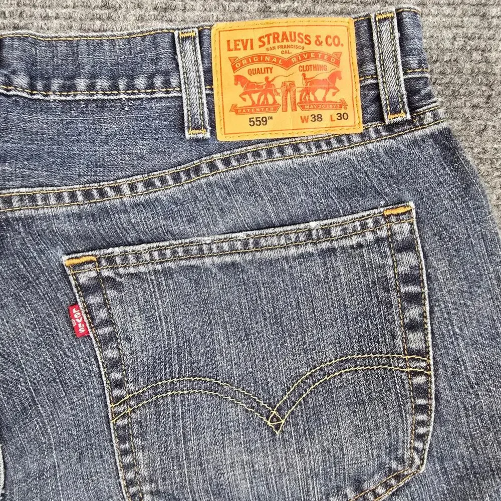 Levi's 559 Relaxed Straight Jeans Men's 38x30 Blue Medium Wash Denim